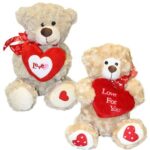Oso San Valentin Beige Con Corazon  Mediano